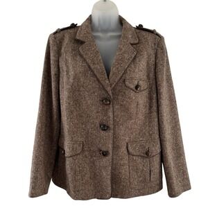 Marina Rinaldi Jacket Skirt Suit Womens Size 23 27 Brown Wool Angora Tweed